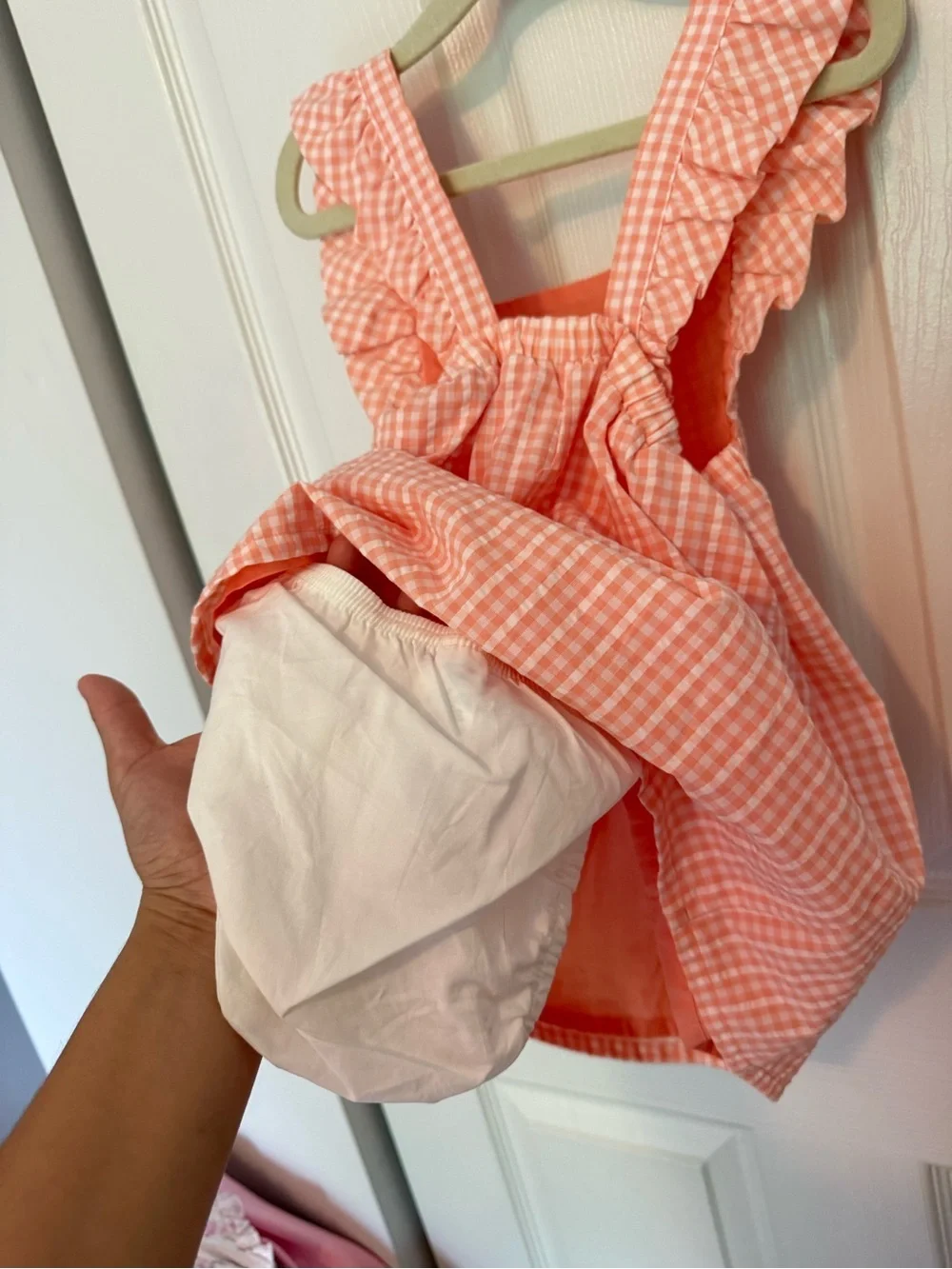 Carter's Coral Gingham Ruffle Strap Dress 24 Months